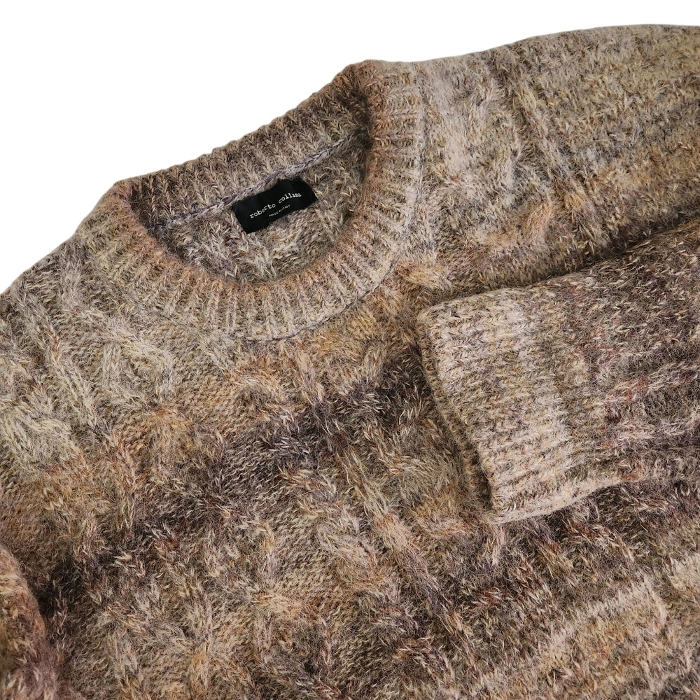 ROBERTO COLLINA Wool Mohair Blend Textured Knit Sweater brown beige 54 (italy)